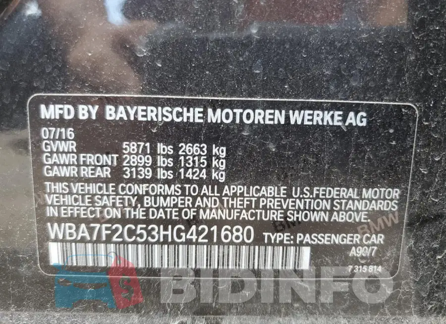 WBA7F2C53HG421680 Photo# 13