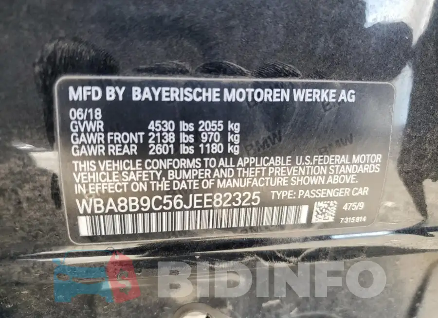 WBA8B9C56JEE82325 Photo# 12
