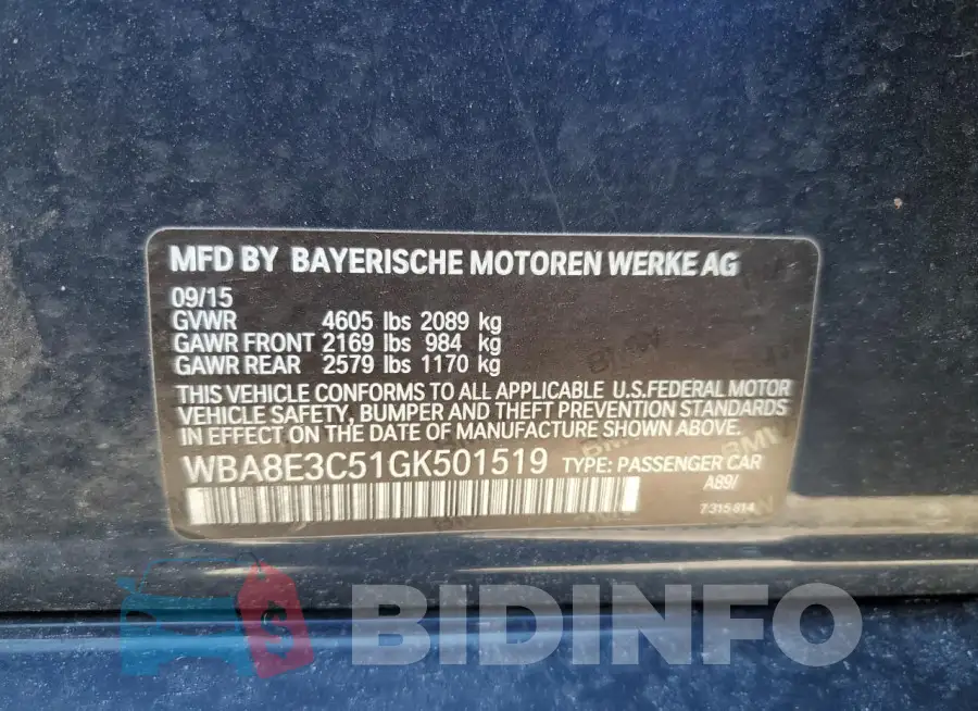 WBA8E3C51GK501519 Photo# 12