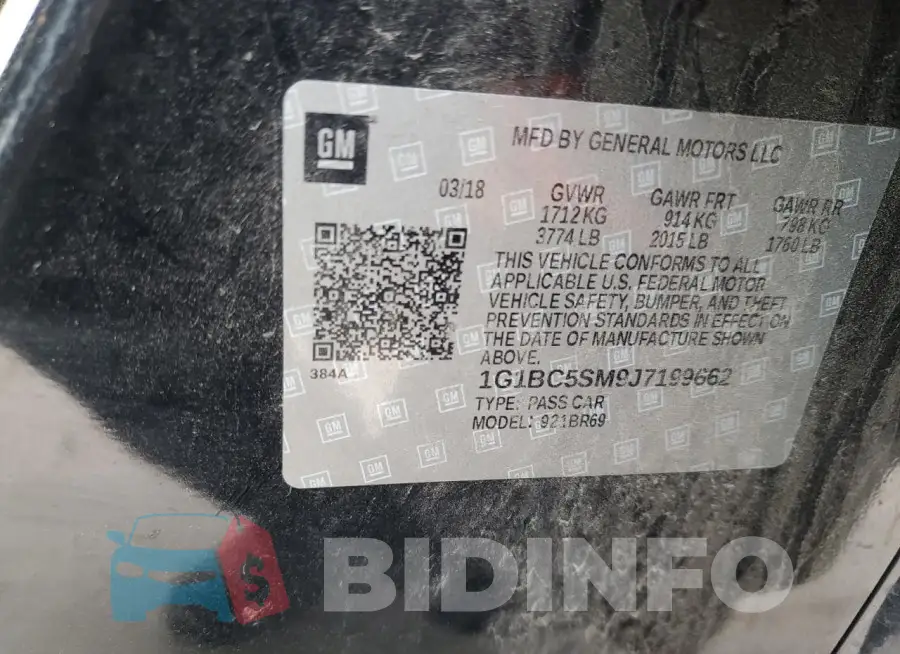1G1BC5SM9J7199662 Photo# 13