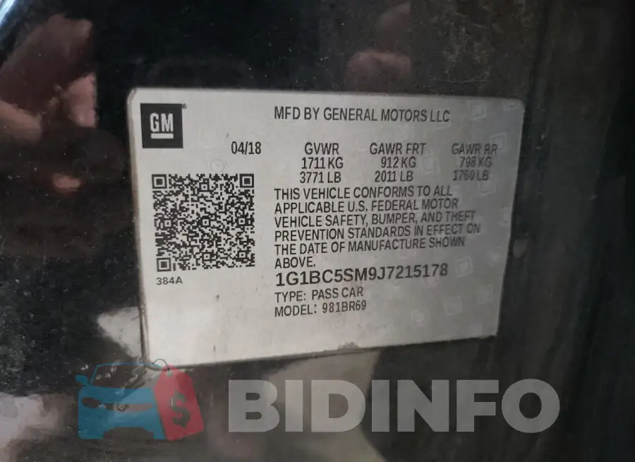 1G1BC5SM9J7215178 Photo# 12