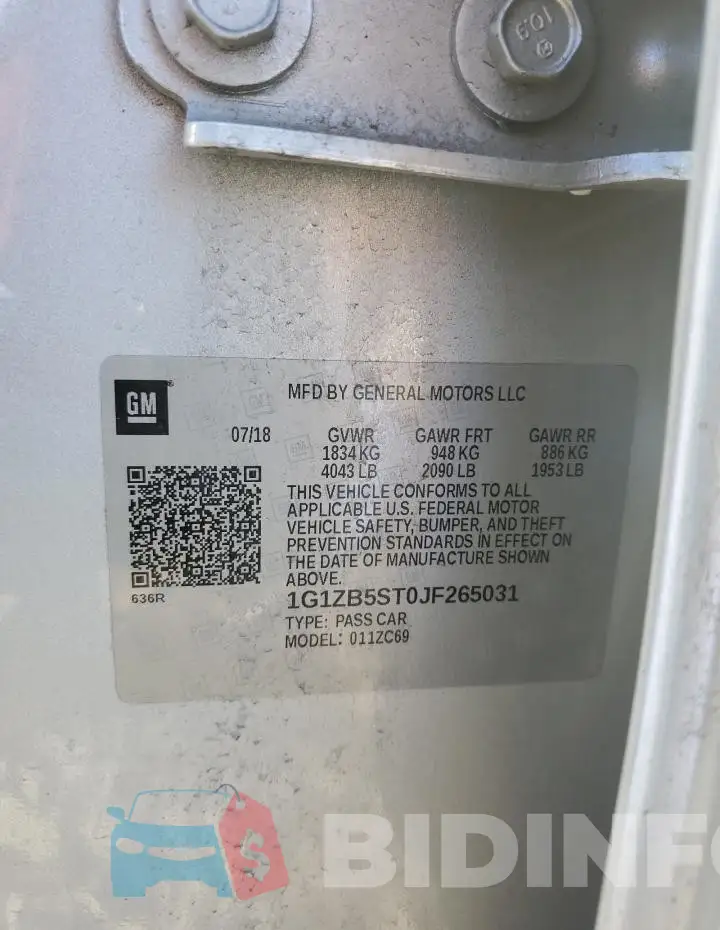 1G1ZB5ST0JF265031 Photo# 12