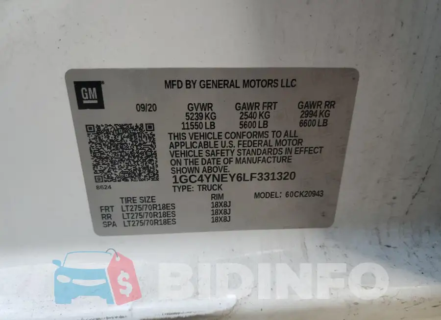 1GC4YNEY6LF331320 Photo# 13
