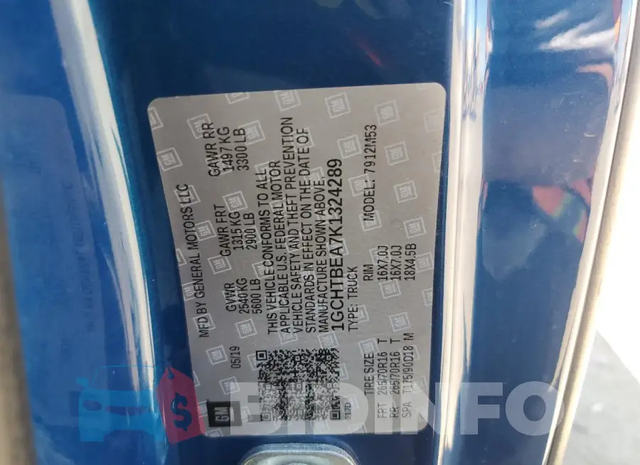 1GCHTBEA7K1324289 Photo# 12