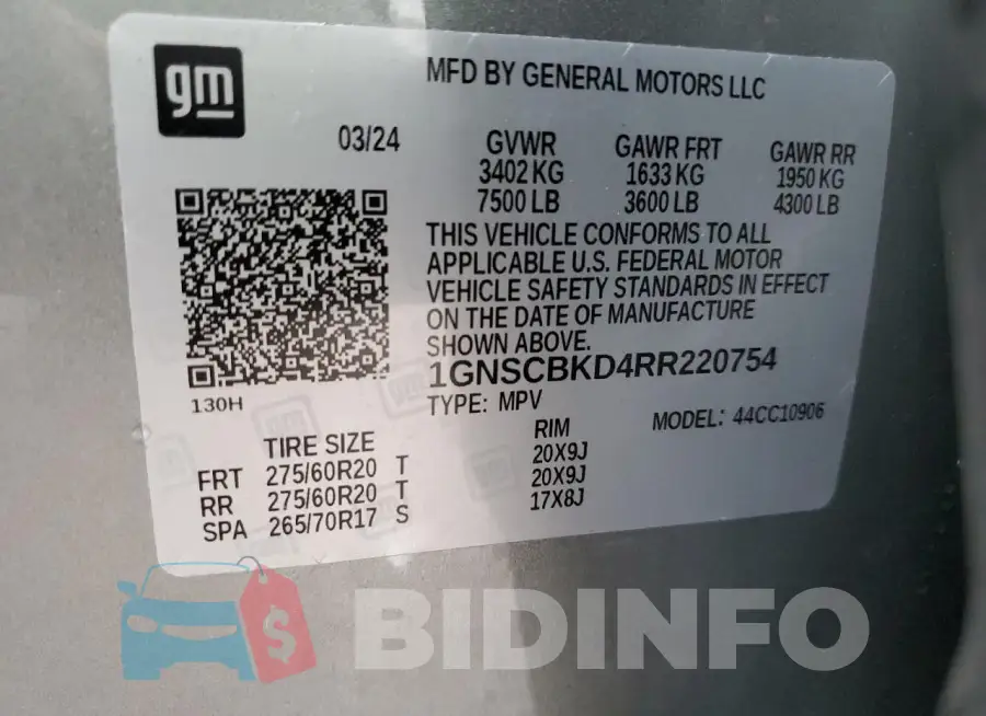 1GNSCBKD4RR220754 Photo# 13
