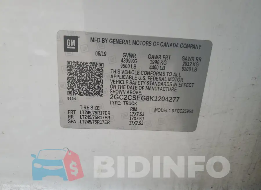 2GC2CSEG8K1204277 Photo# 12
