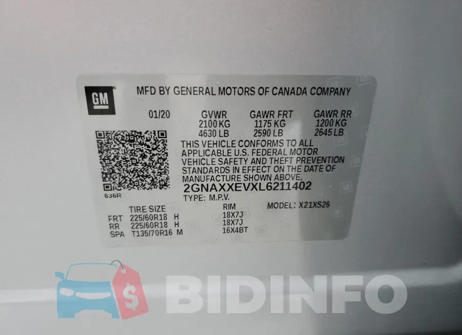 2GNAXXEVXL6211402 Photo# 14