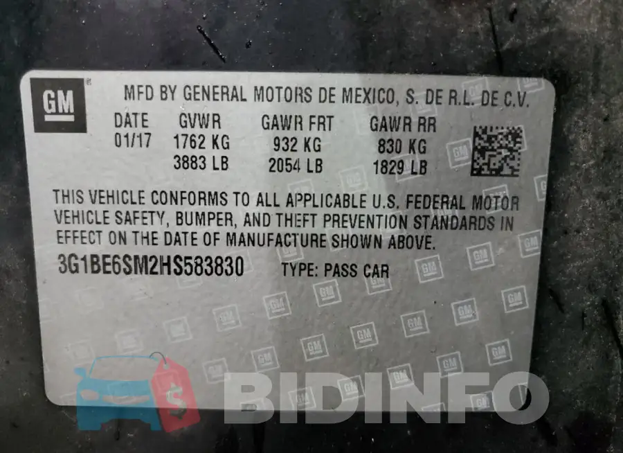 3G1BE6SM2HS583830 Photo# 12