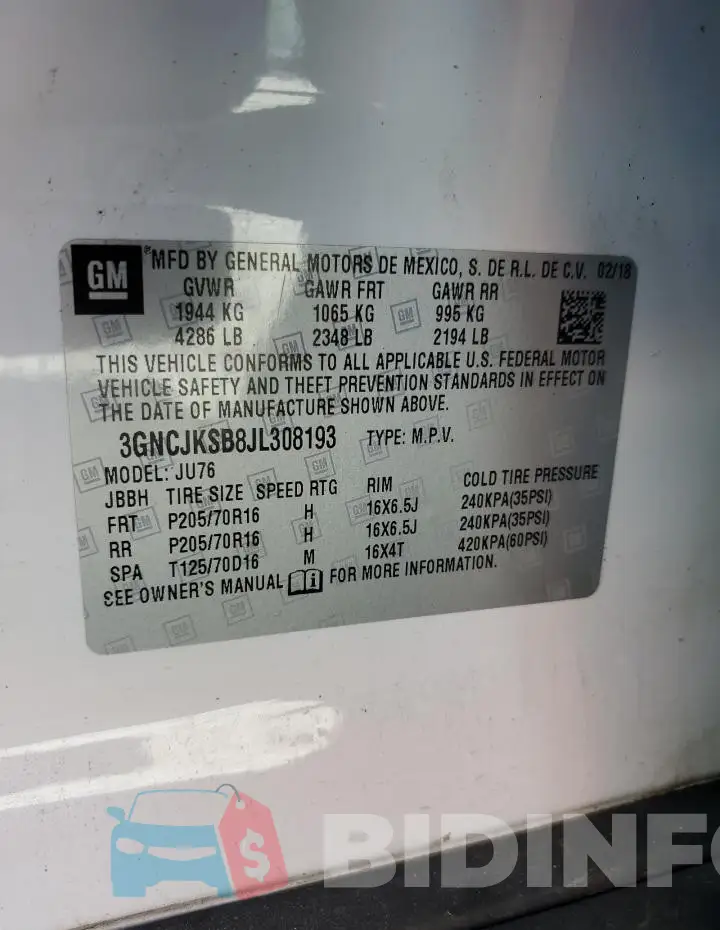 3GNCJKSB8JL308193 Photo# 12