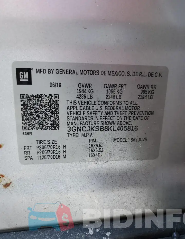 3GNCJKSB8KL405816 Photo# 14