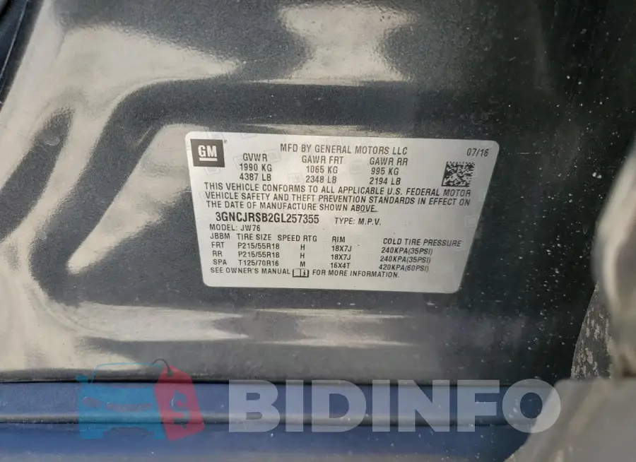 3GNCJRSB2GL257355 Photo# 12