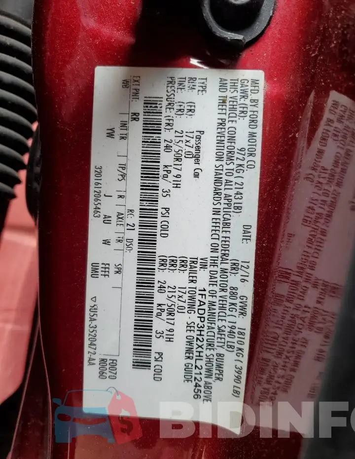 1FADP3H2XHL212456 Photo# 12