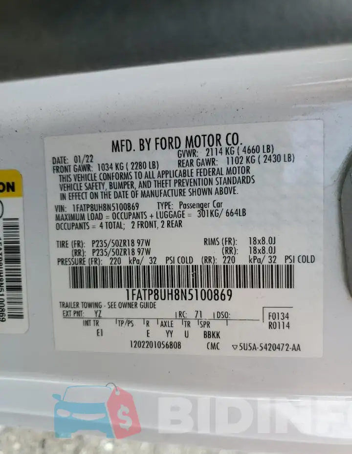 1FATP8UH8N5100869 Photo# 13