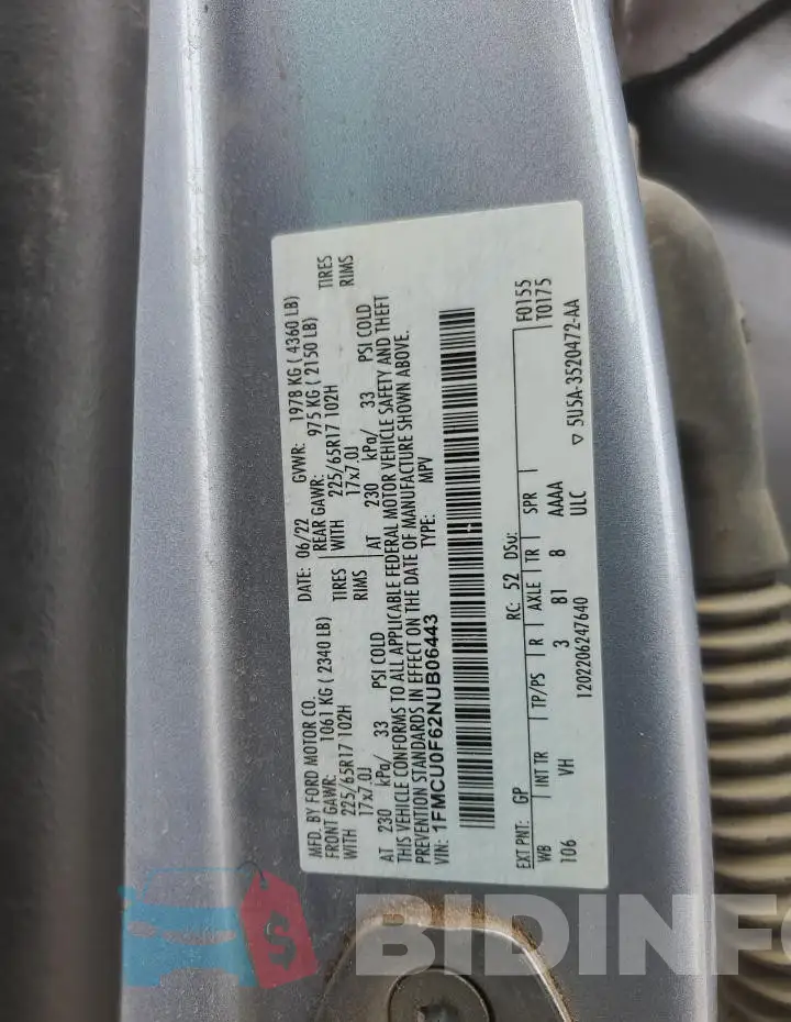 1FMCU0F62NUB06443 Photo# 13