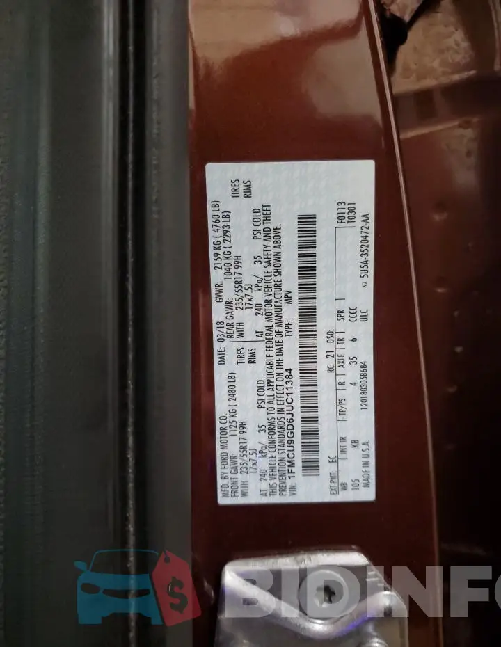 1FMCU9GD6JUC11384 Photo# 13