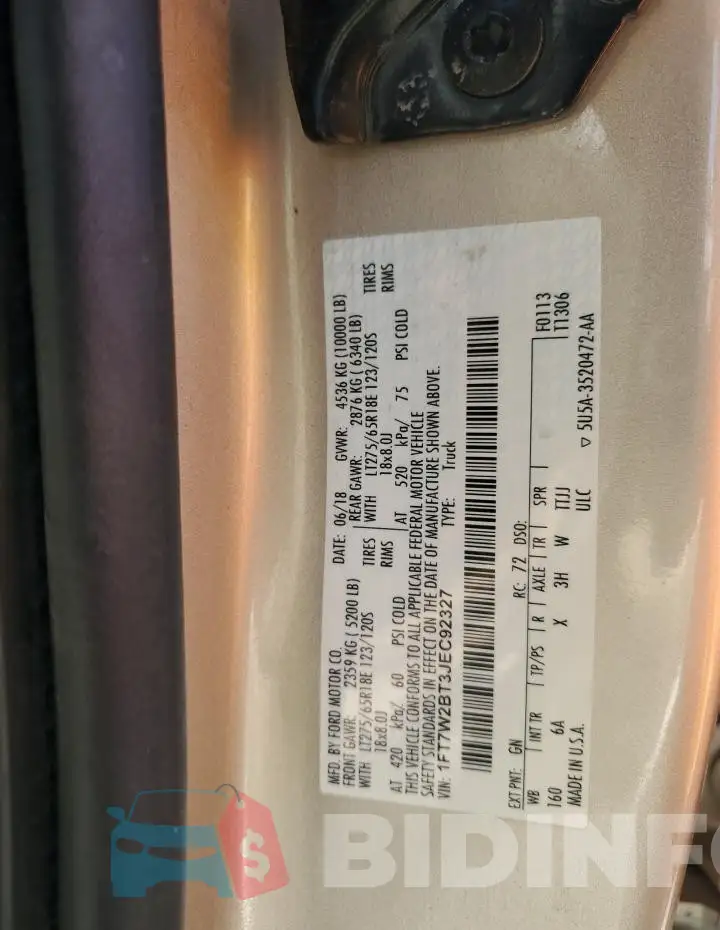 1FT7W2BT3JEC92327 Photo# 12