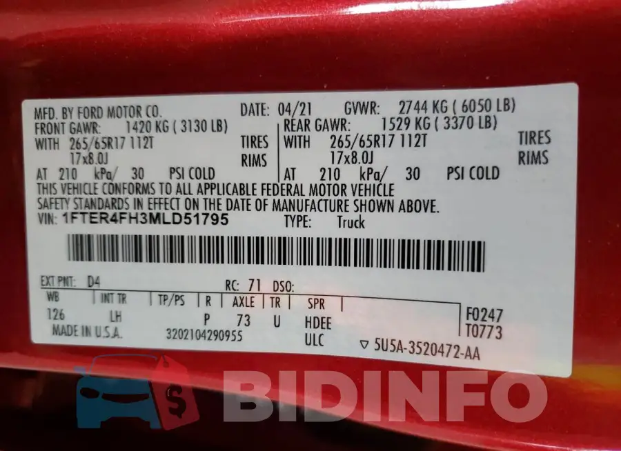 1FTER4FH3MLD51795 Photo# 13