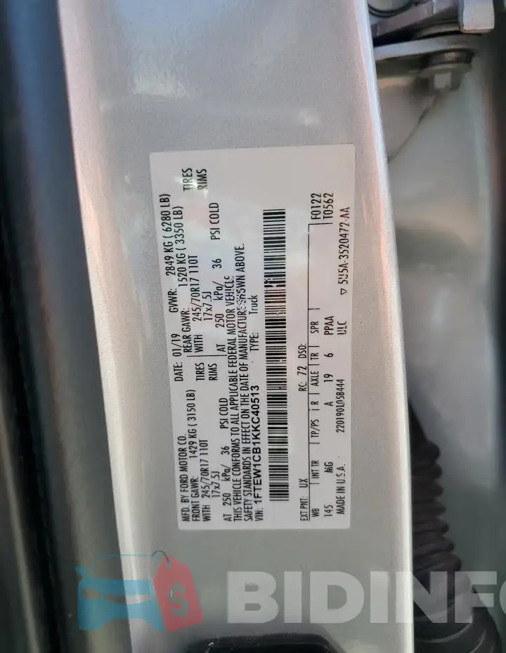 1FTEW1CB1KKC40513 Photo# 13