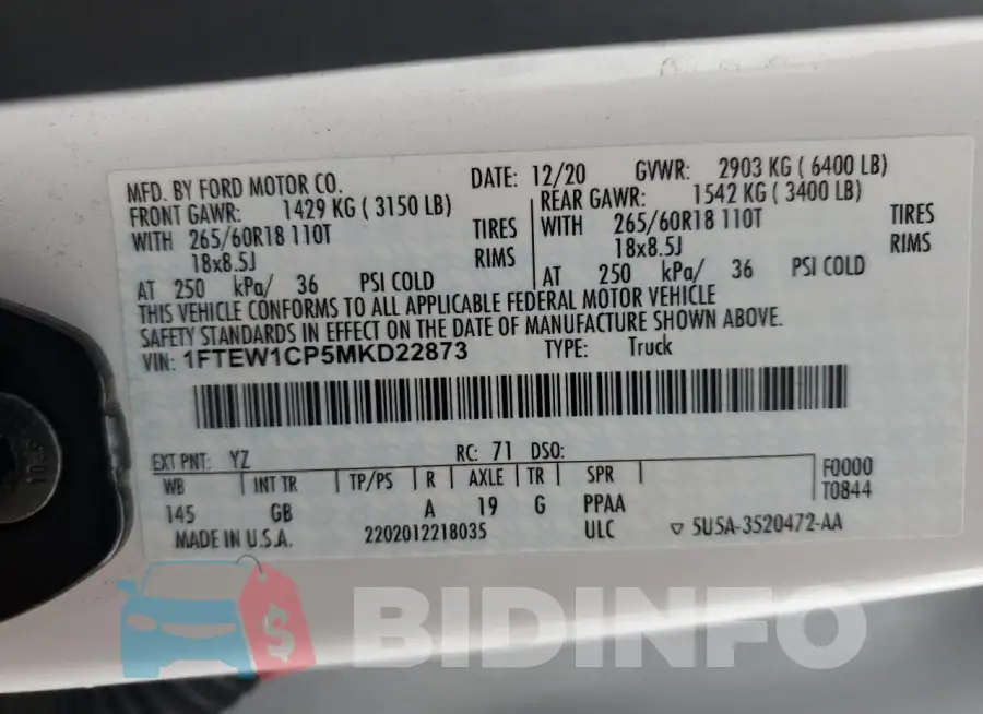 1FTEW1CP5MKD22873 Photo# 12