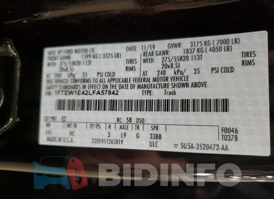 1FTEW1E42LFA57842 Photo# 13