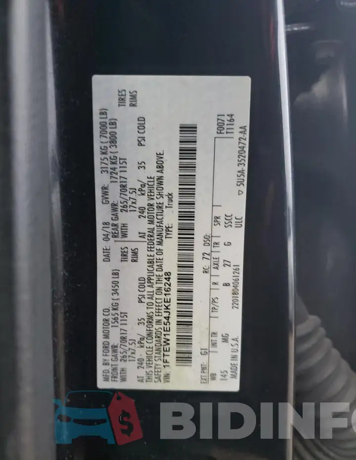 1FTEW1E54JKE16248 Photo# 12