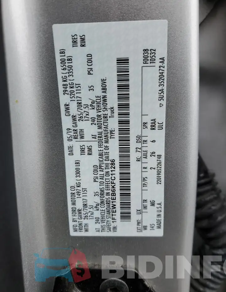 1FTEW1EB6KFC11286 Photo# 13