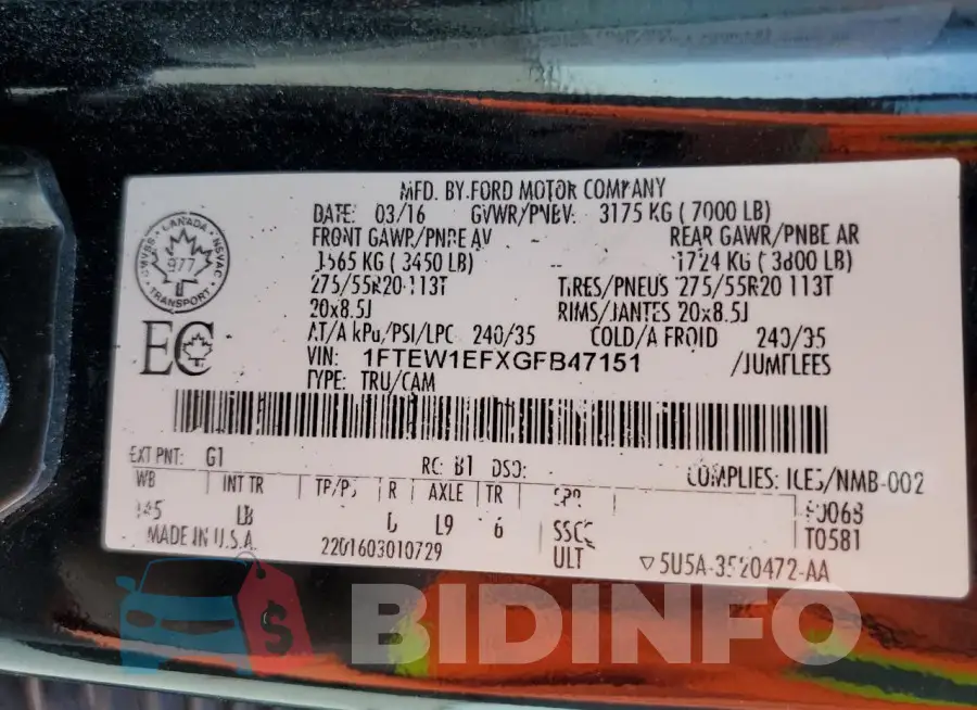 1FTEW1EFXGFB47151 Photo# 13