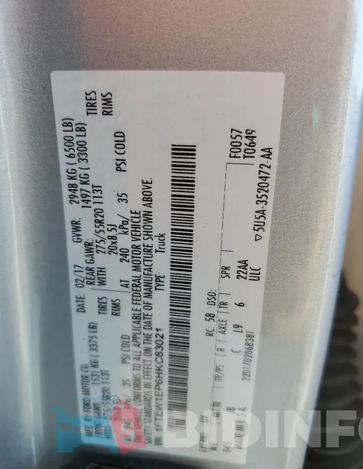 1FTEW1EP6HKC83021 Photo# 13