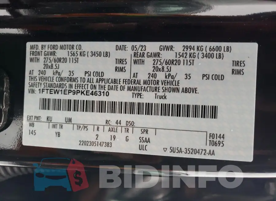 1FTEW1EP9PKE46310 Photo# 12