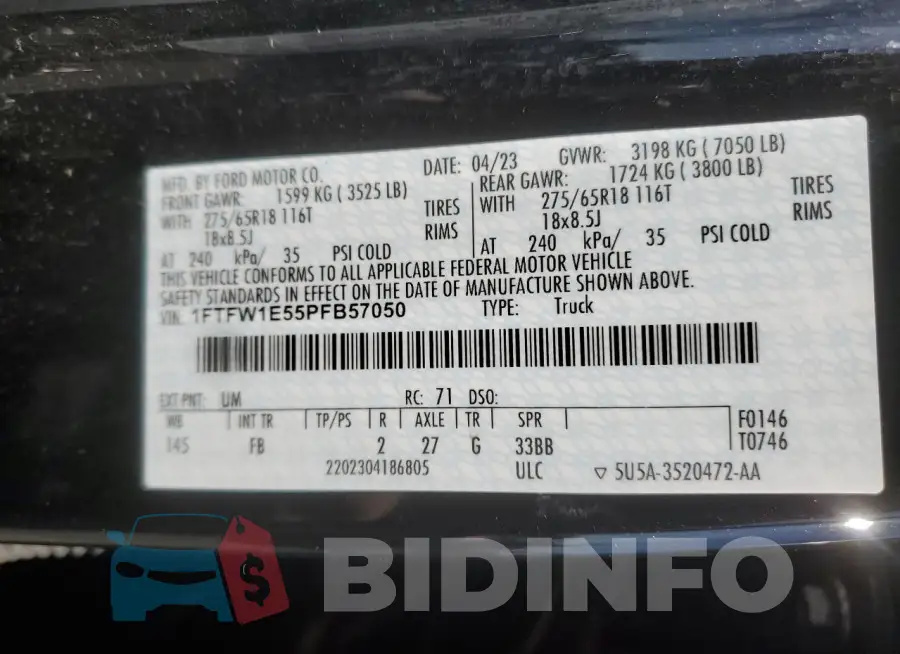 1FTFW1E55PFB57050 Photo# 13