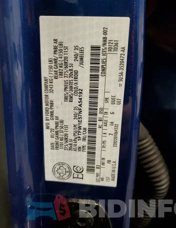 1FTFW1E57NFA54192 Photo# 13