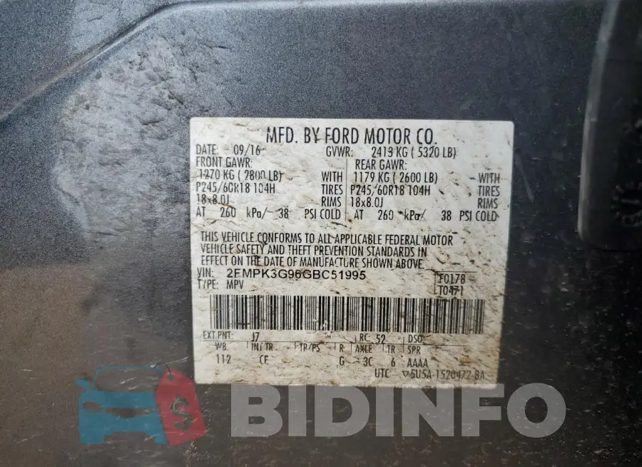 2FMPK3G96GBC51995 Photo# 13