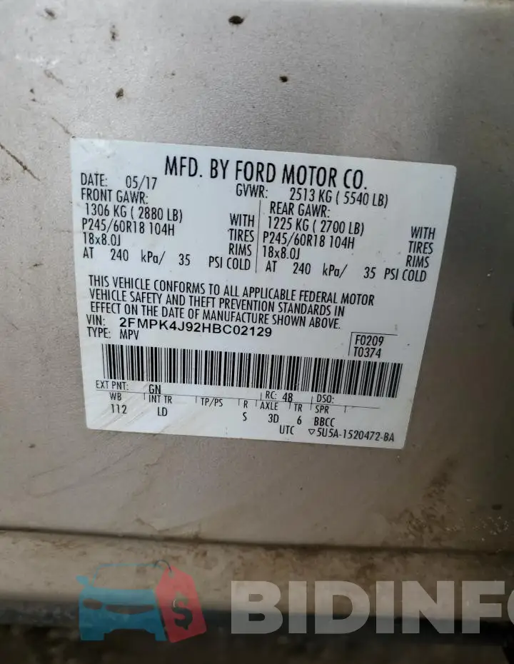 2FMPK4J92HBC02129 Photo# 13