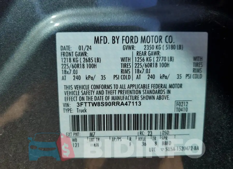 3FTTW8S90RRA47113 Photo# 12