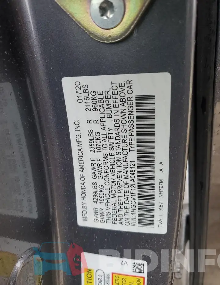 1HGCV1F12LA048121 Photo# 12