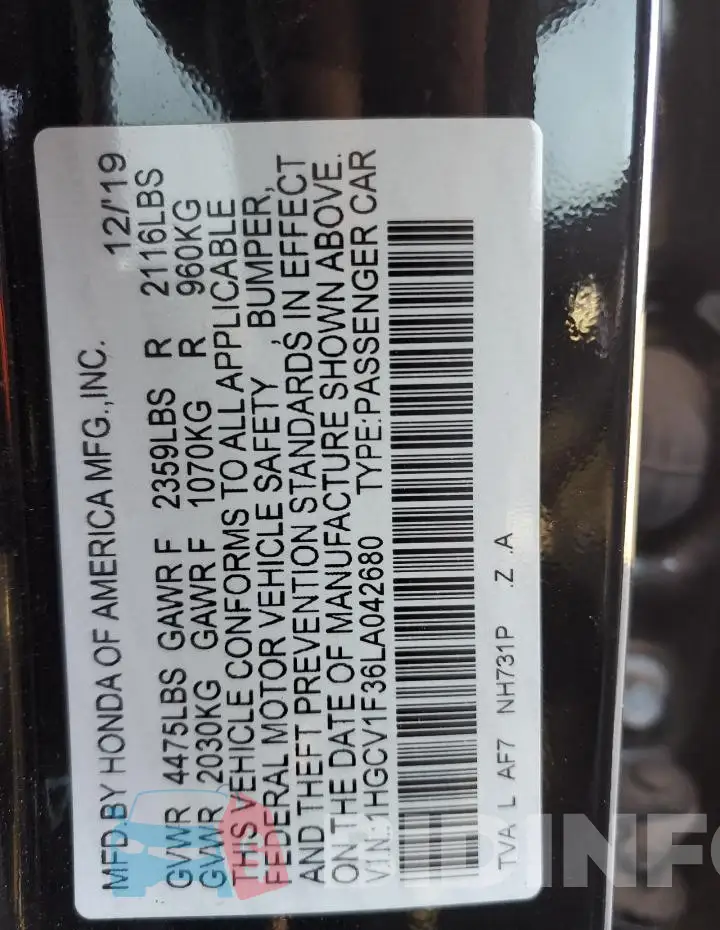 1HGCV1F36LA042680 Photo# 13