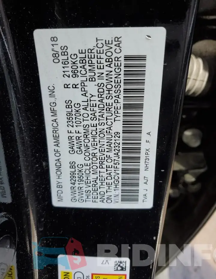 1HGCV1F57JA232129 Photo# 12