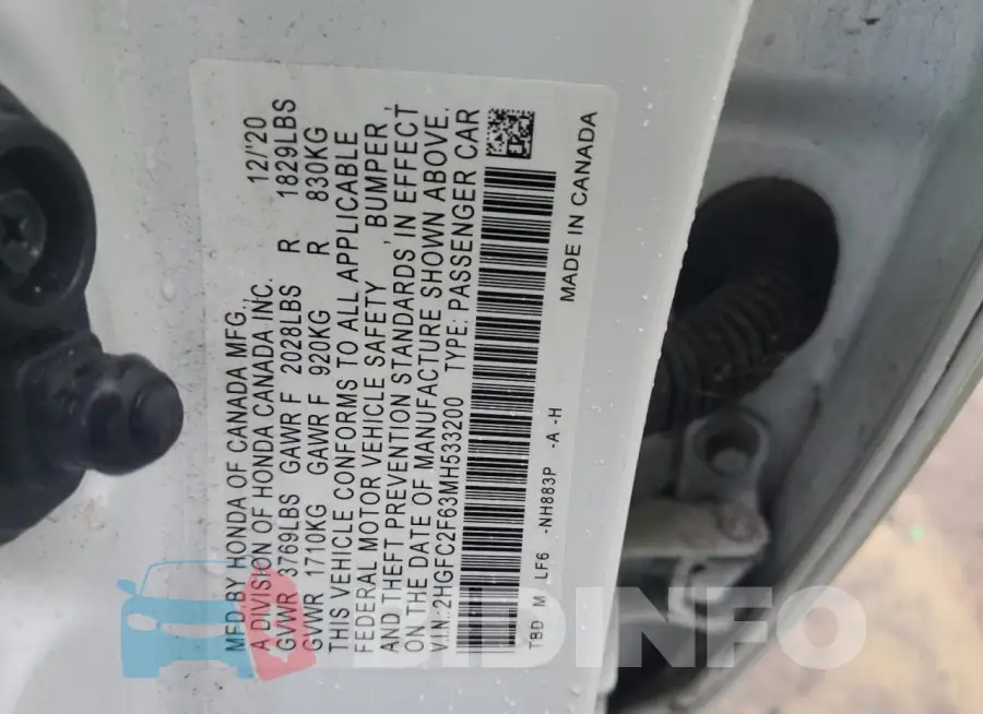 2HGFC2F63MH533200 Photo# 12