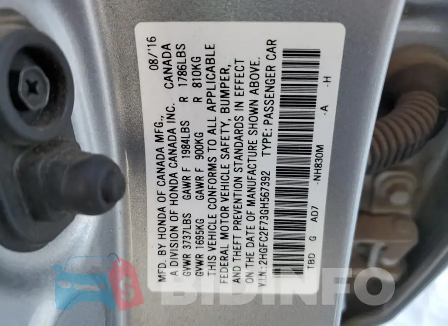 2HGFC2F73GH567392 Photo# 12