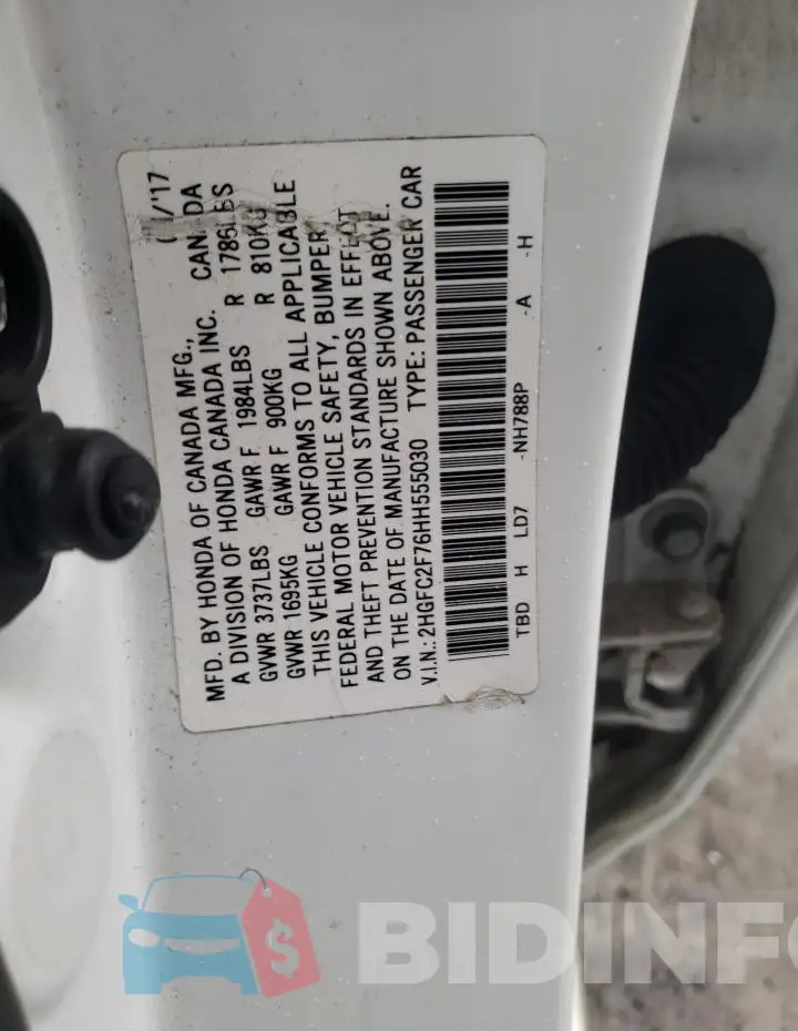 2HGFC2F76HH555030 Photo# 12