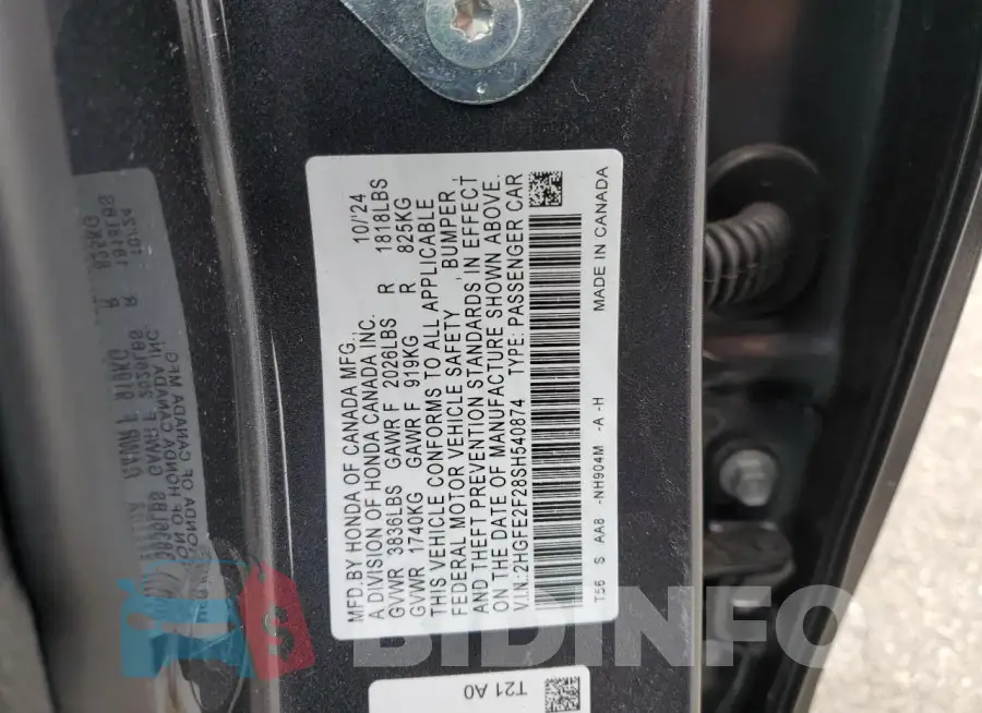 2HGFE2F28SH540874 Photo# 13