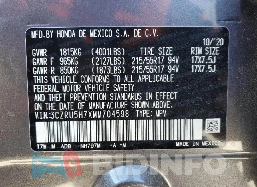 3CZRU5H7XMM704598 Photo# 13