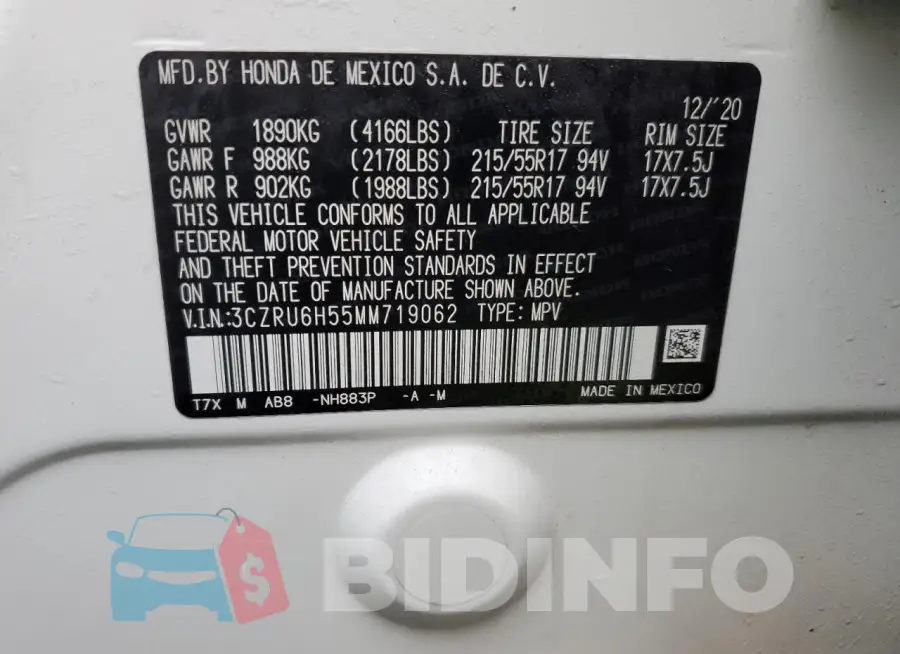 3CZRU6H55MM719062 Photo# 14
