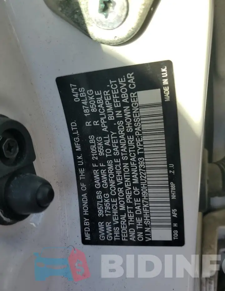 SHHFK7H90HU227393 Photo# 13