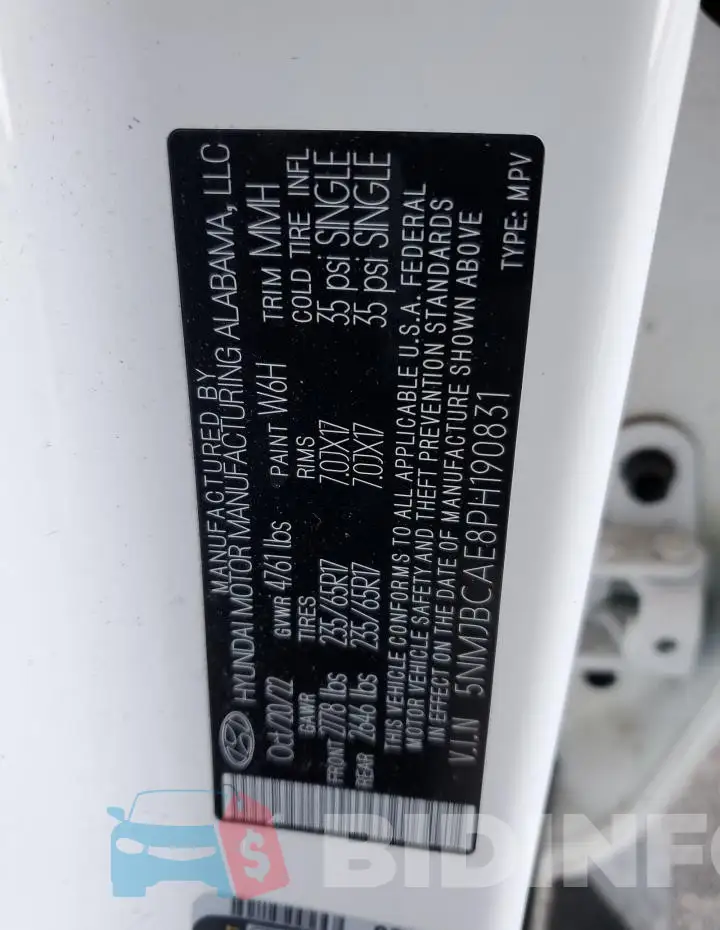 5NMJBCAE8PH190831 Photo# 13