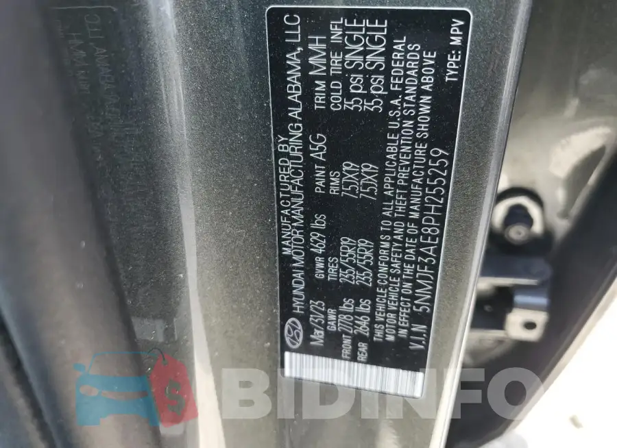 5NMJF3AE8PH255259 Photo# 13