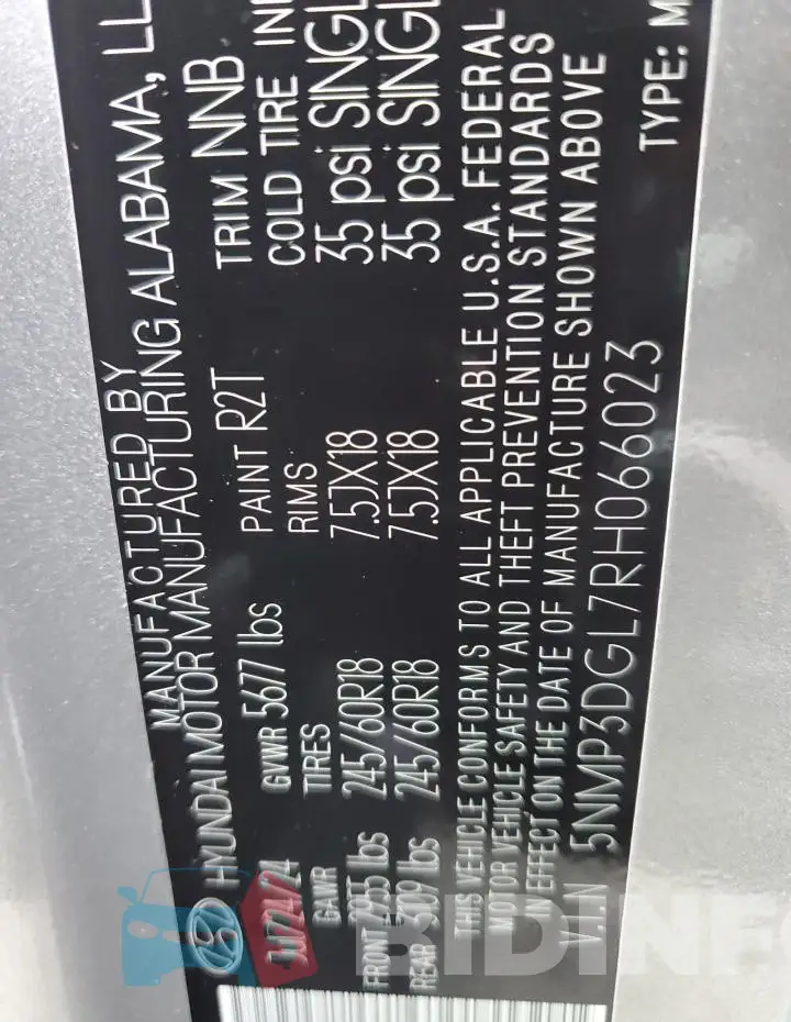 5NMP3DGL7RH066023 Photo# 13