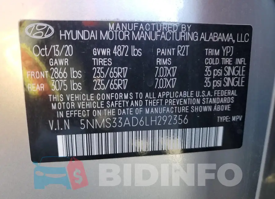 5NMS33AD6LH292356 Photo# 13