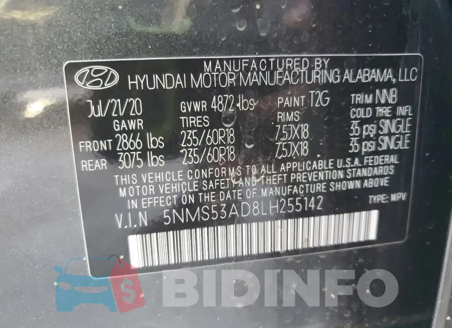 5NMS53AD8LH255142 Photo# 12