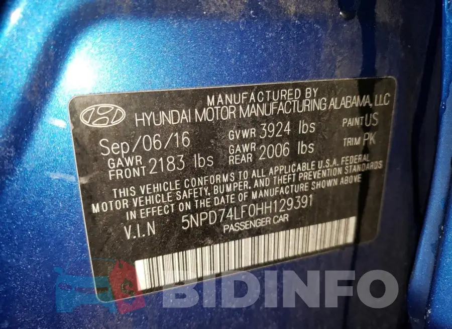 5NPD74LF0HH129391 Photo# 12